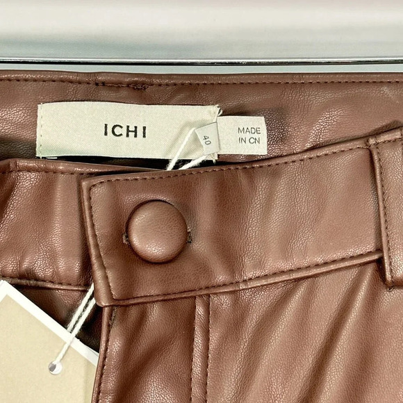 ICHI Straight Leg Coffee Bean Brown Pants 12 - Picture 4 of 5